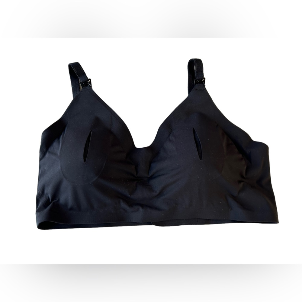 HOFISH black Nursing Bra for Breastfeeding Wireless V Neck size large NWT